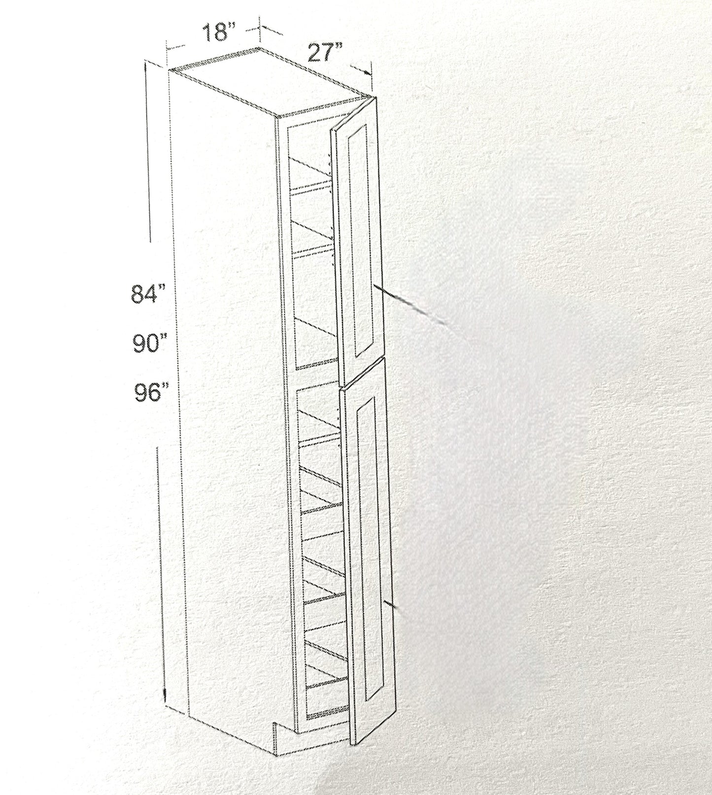 18" Pantry Cabinet 84"/ 90"/ 96"H