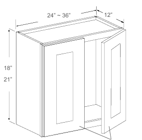 Wall Cabinet - 24"-36"W x  18"H & 21"H