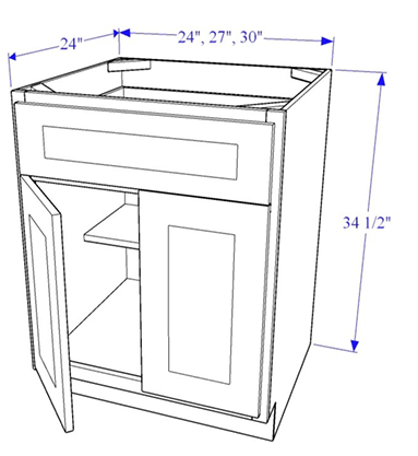 Base Cabinet with 1 Drawer & 2 Doors - Essential Collection