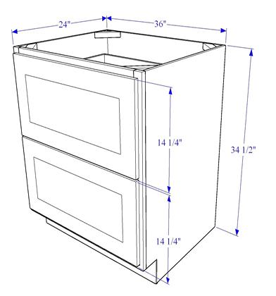Base Cabinet 2 Drawers  - Essential Collection