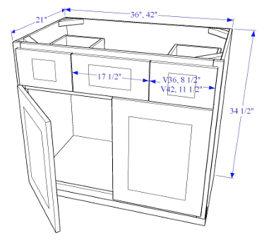 Vanity Middle Sink - 2 Doors 2 Drawers - Essential Collection