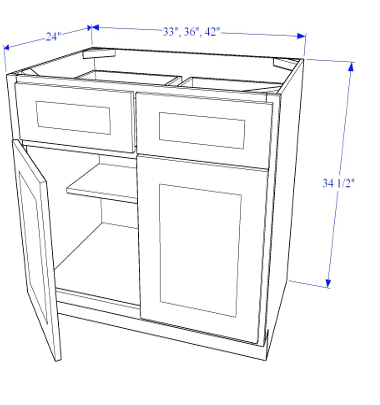 Base Cabinet 2 Drawers & 2 Doors - Essential Collection