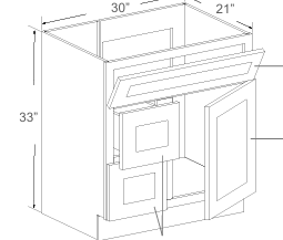Vanity Sink 30" Base with Drawers - Right / Left