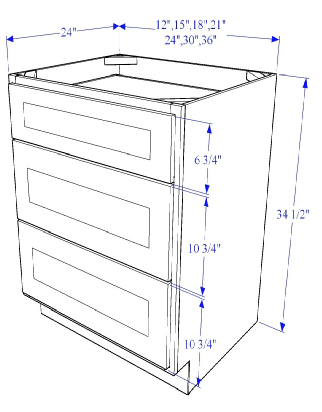 Base Cabinet 3 Drawers  - Essential Collection