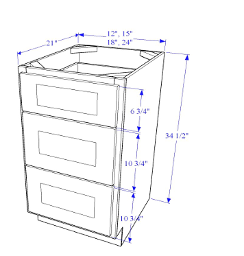 Vanity Cabinet 3 Drawer Base - Essential Collection