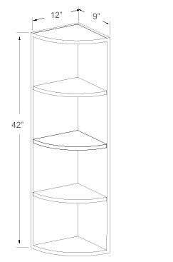 End Wall Shelf  - 9"W x 42"H x 12D