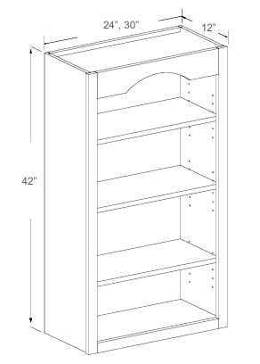 Open Wall Shelf - 24"W-30"W x 42"H