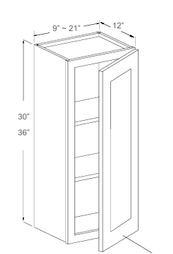 Wall Cabinet - 9"-21"W x 30"H & 36"H