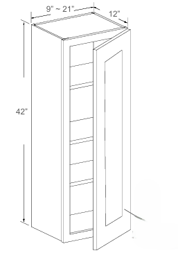 Wall Cabinet - 9"-21"W x 42"H