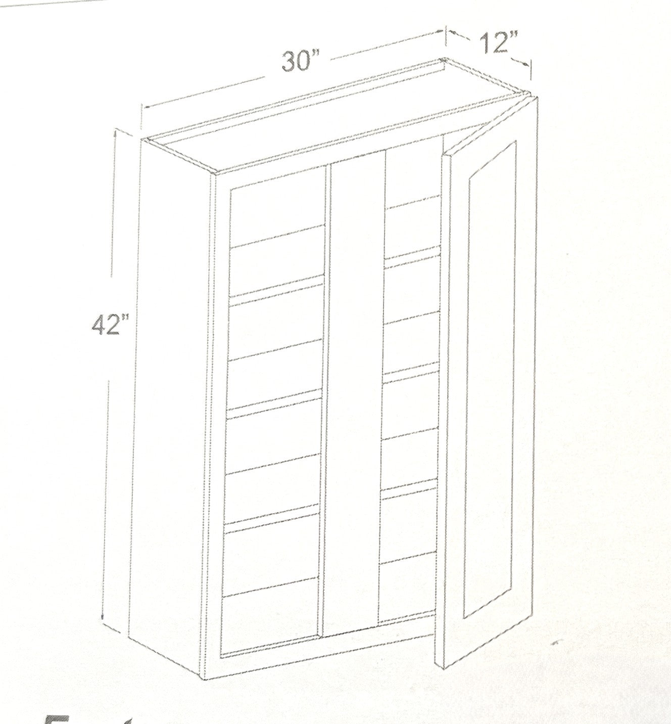Blind Corner Wall Cabinet Left / Right  - 30"W x 42"H