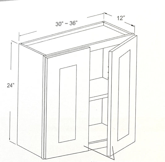 Wall Cabinet - 30"-36"W x 24"H