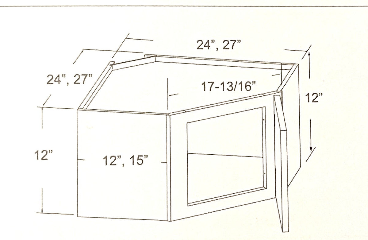 Diagonal Wall Cabinet with Glass Insert - 24