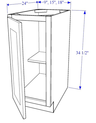 Base Cabinet Full Height 1 Door - Essential Collection