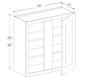 Blind Corner Wall Cabinet Left / Right  - 30"W x 30"H & 36"H