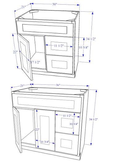 Vanity Combo Drawers on the RIGHT - Essential Collection