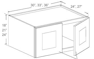 Refrigerator Wall Cabinet - 30"-36"W x 18"H & 21"H & 24"H