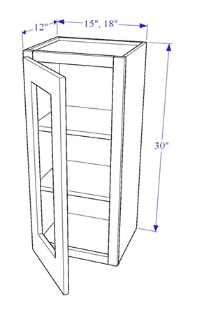 Glass Wall Cabinet 1 Door/ 30" Height - Essential Collection