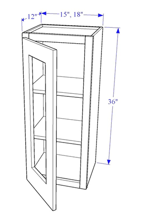 Glass Wall Cabinet 1 Door/ 36" Height - Essential Collection