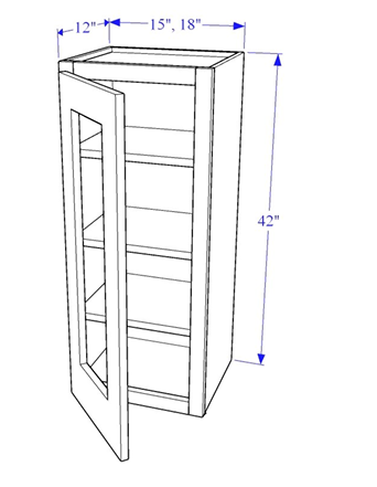 Glass Wall Cabinet 1 Door /42" Height - Essential Collection