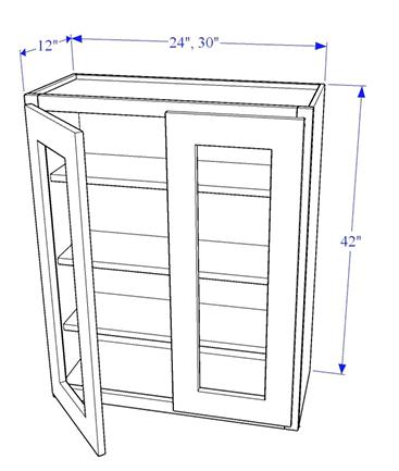 Glass Wall Cabinet 42" Height 2 Doors - Essential Collection