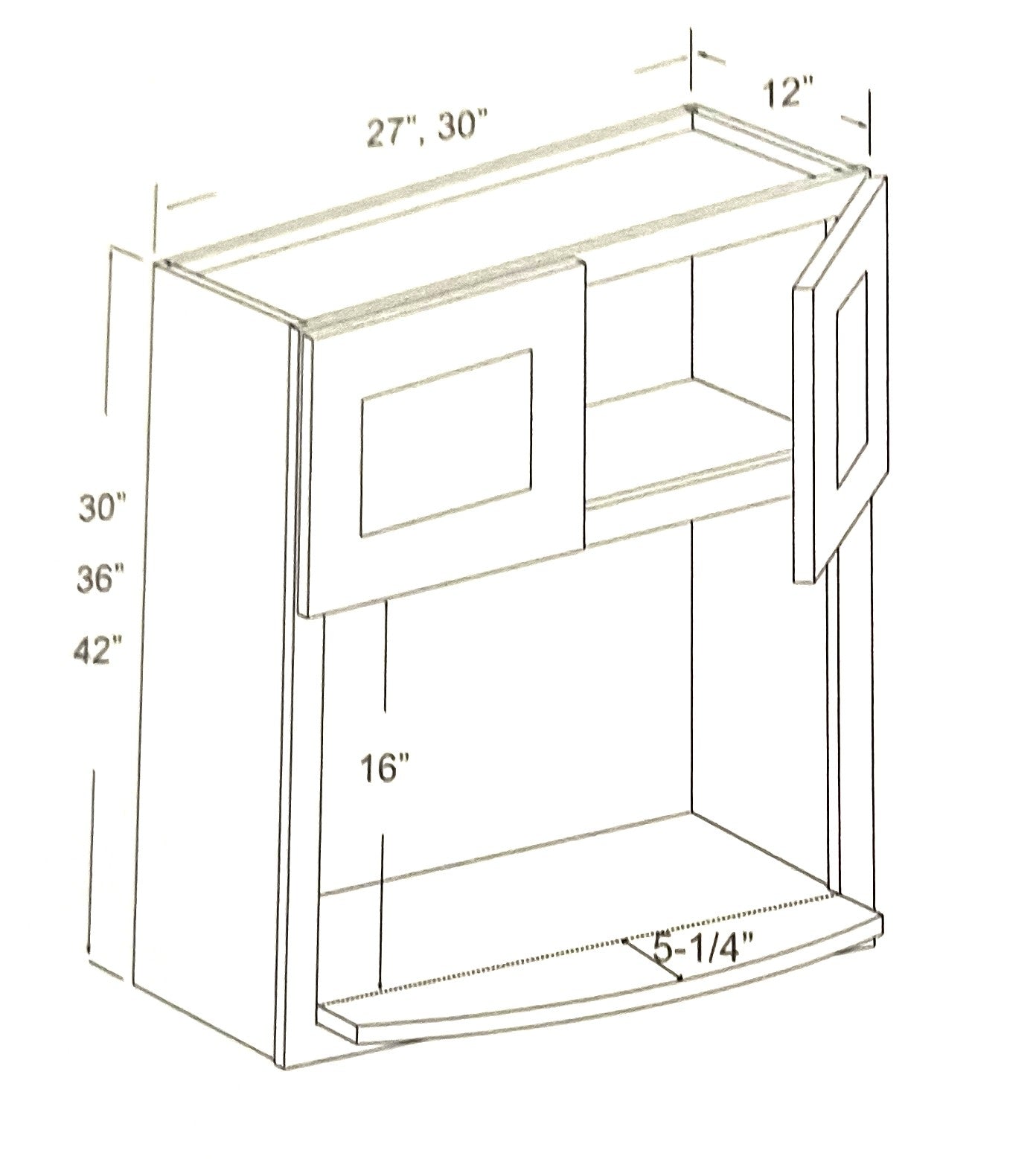 Microwave Cabinet -24"W- 27"W x 30"H & 36"H & 42"H
