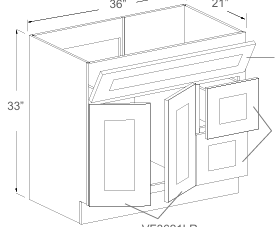 Vanity Sink 36" Base with Drawers - Left / Right