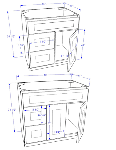 Vanity Combo Drawers on the LEFT - Essential Collection