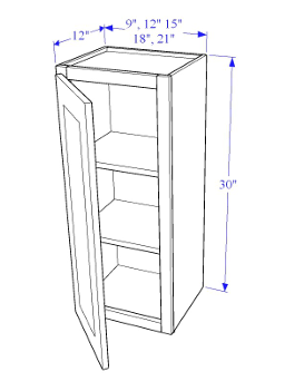 Wall Cabinet 1 Door/ 30" Height - Essential Collection