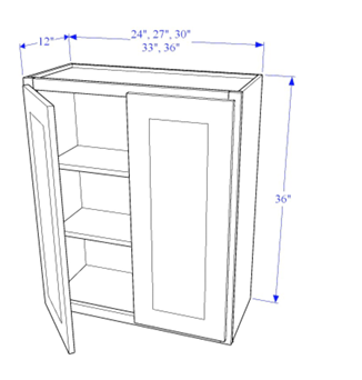 Wall Cabinet 2 Door/ 36" Height - Essential Collection